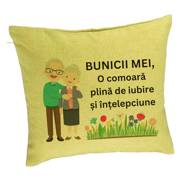 Perna Decorativa pentru Bunici 4, 40x40 cm, Verde, Husa Detasabila, Burduf 5 Perna Decorativa pentru Bunici 4