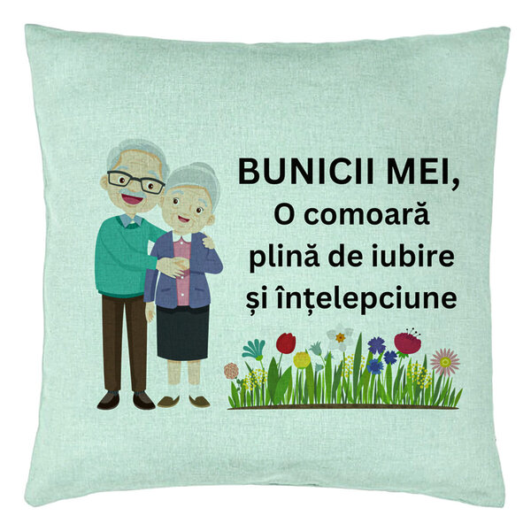 Perna Decorativa pentru Bunici 4, 40x40 cm, Verde Menta, Husa Detasabila, Burduf 5 Perna Decorativa pentru Bunici 4