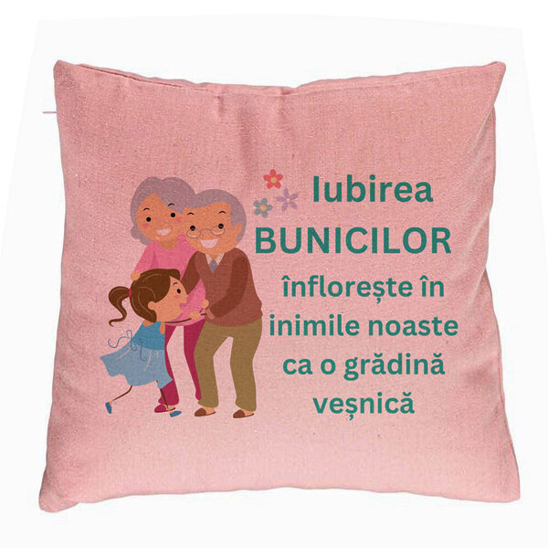 Perna Decorativa pentru Bunici 6, 40x40 cm, Roz, Husa Detasabila, Burduf 5 Perna Decorativa pentru Bunici 6
