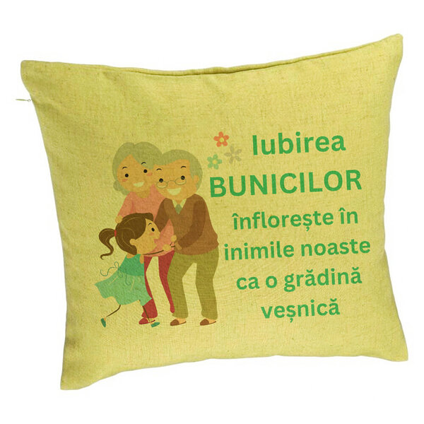 Perna Decorativa pentru Bunici 6, 40x40 cm, Verde, Husa Detasabila, Burduf 5 Perna Decorativa pentru Bunici 6
