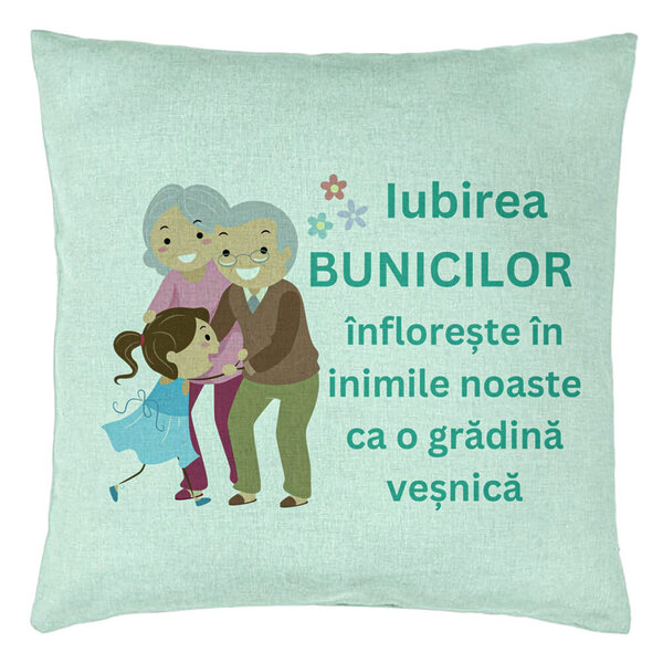 Perna Decorativa pentru Bunici 6, 40x40 cm, Verde Menta, Husa Detasabila, Burduf 5 Perna Decorativa pentru Bunici 6
