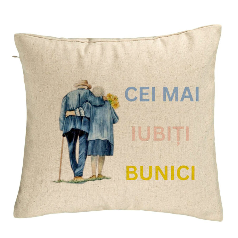 Perna Decorativa pentru Bunici 7, 40x40 cm, Bej, Husa Detasabila, Burduf 5 Perna Decorativa pentru Bunici 7
