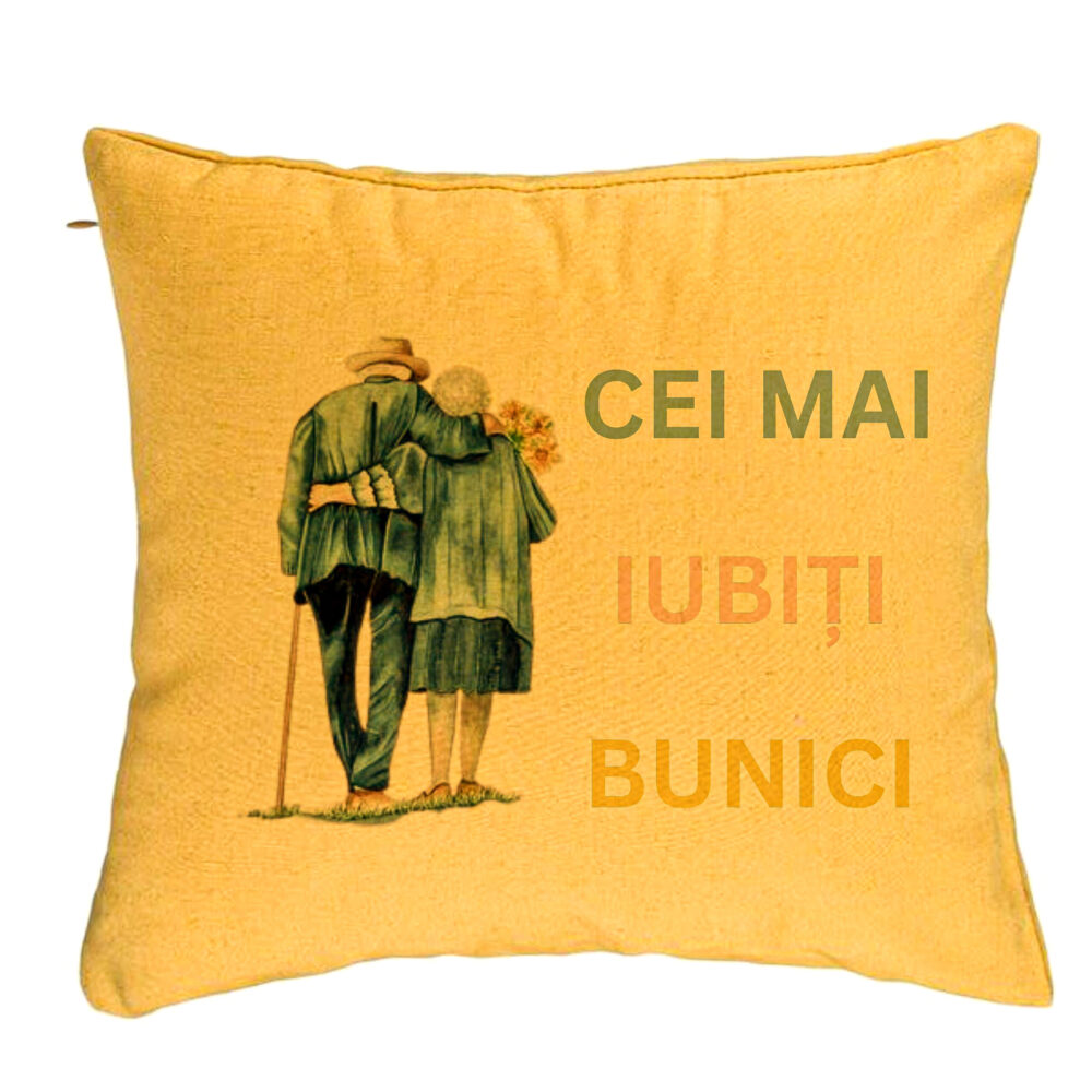 Perna Decorativa pentru Bunici 7, 40x40 cm, Galben, Husa Detasabila, Burduf 5 Perna Decorativa pentru Bunici 7