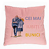 Perna Decorativa pentru Bunici 7, 40x40 cm, Roz, Husa Detasabila, Burduf 7 Perna Decorativa pentru Bunici 7