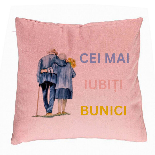 Perna Decorativa pentru Bunici 7, 40x40 cm, Roz, Husa Detasabila, Burduf 5 Perna Decorativa pentru Bunici 7