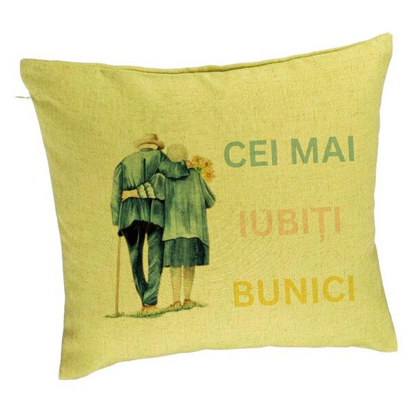 Perna Decorativa pentru Bunici 7, 40x40 cm, Verde, Husa Detasabila, Burduf 5 Perna Decorativa pentru Bunici 7
