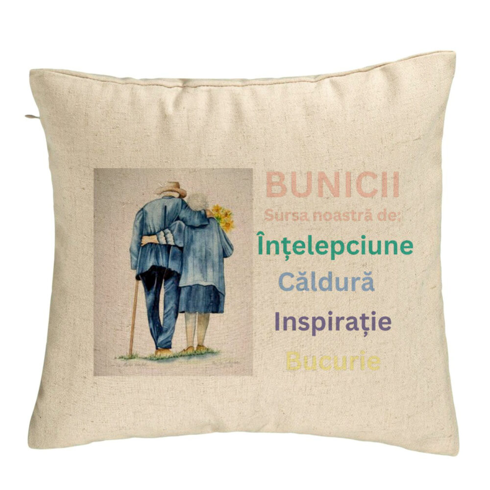 Perna Decorativa pentru Bunici 8, 40x40 cm, Bej, Husa Detasabila, Burduf 5 Perna Decorativa pentru Bunici 8