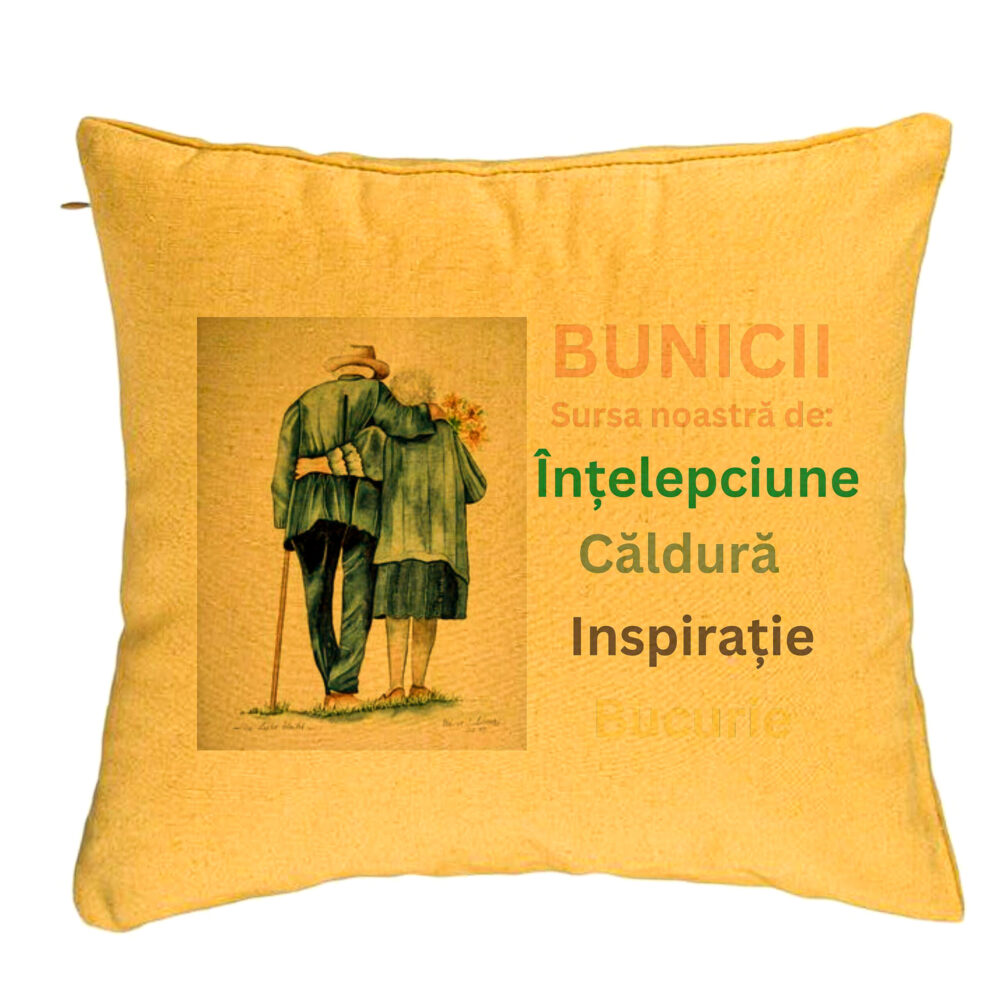 Perna Decorativa pentru Bunici 8, 40x40 cm, Galben, Husa Detasabila, Burduf 5 Perna Decorativa pentru Bunici 8