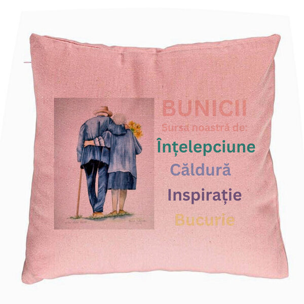 Perna Decorativa pentru Bunici 8, 40x40 cm, Roz, Husa Detasabila, Burduf 5 Perna Decorativa pentru Bunici 8