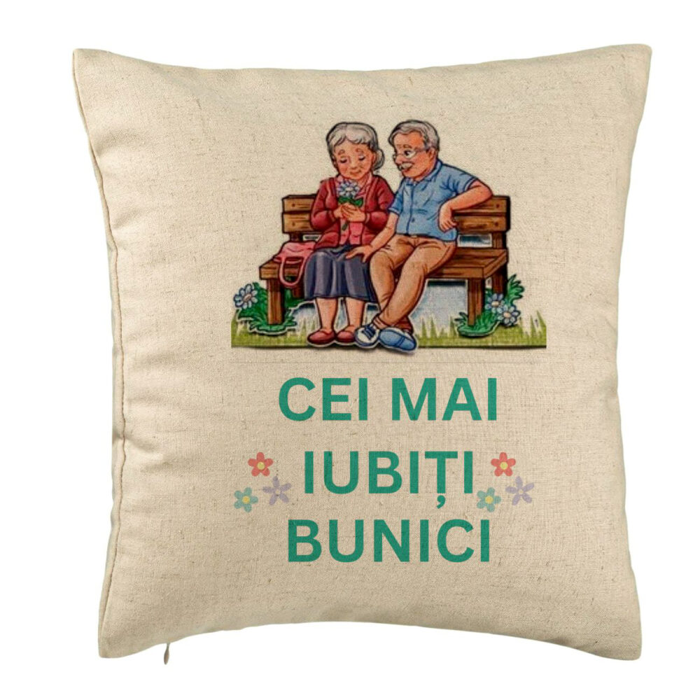 Perna Decorativa pentru Bunici 9, 40x40 cm, Bej, Husa Detasabila, Burduf 5 Perna Decorativa pentru Bunici 9