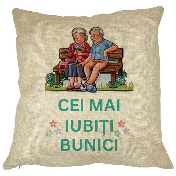 Perna Decorativa pentru Bunici 9, 40x40 cm, Husa Detasabila, Burduf 11 Perna Decorativa pentru Bunici 9