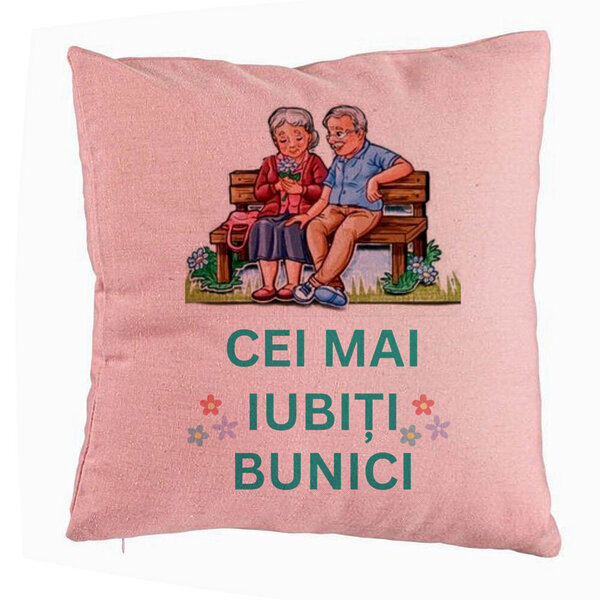 Perna Decorativa pentru Bunici 9, 40x40 cm, Roz, Husa Detasabila, Burduf 5 Perna Decorativa pentru Bunici 9