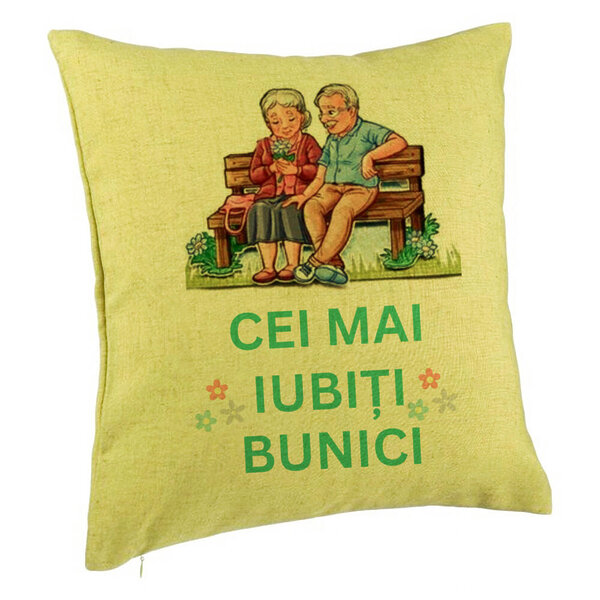 Perna Decorativa pentru Bunici 9, 40x40 cm, Verde, Husa Detasabila, Burduf 5 Perna Decorativa pentru Bunici 9