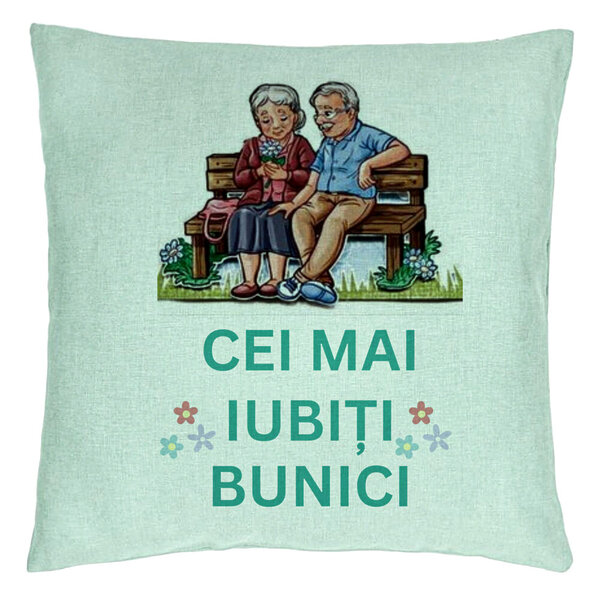 Perna Decorativa pentru Bunici 9, 40x40 cm, Verde Menta, Husa Detasabila, Burduf 5 Perna Decorativa pentru Bunici 9