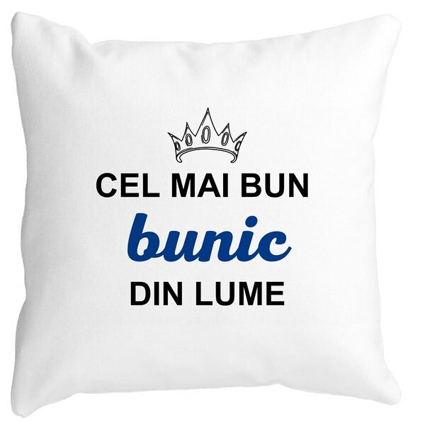 Perna Decorativa pentru Bunicul 1, 40x40 cm, Alba, Mata, Husa Detasabila, Burduf 3 Perna Decorativa pentru Bunicul 1