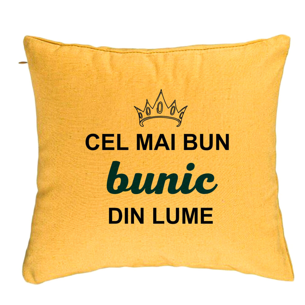 Perna Decorativa pentru Bunicul 1, 40x40 cm, Galben, Husa Detasabila, Burduf 5 Perna Decorativa pentru Bunicul 1