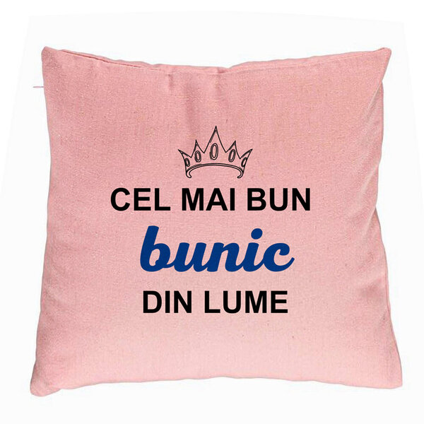 Perna Decorativa pentru Bunicul 1, 40x40 cm, Roz, Husa Detasabila, Burduf 5 Perna Decorativa pentru Bunicul 1