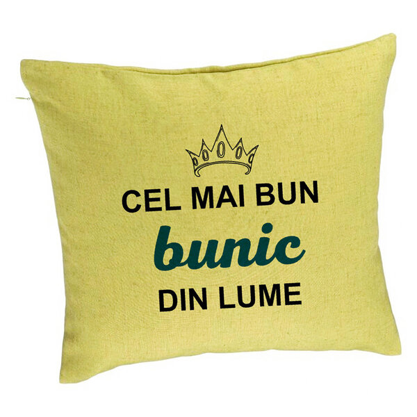 Perna Decorativa pentru Bunicul 1, 40x40 cm, Verde, Husa Detasabila, Burduf 5 Perna Decorativa pentru Bunicul 1