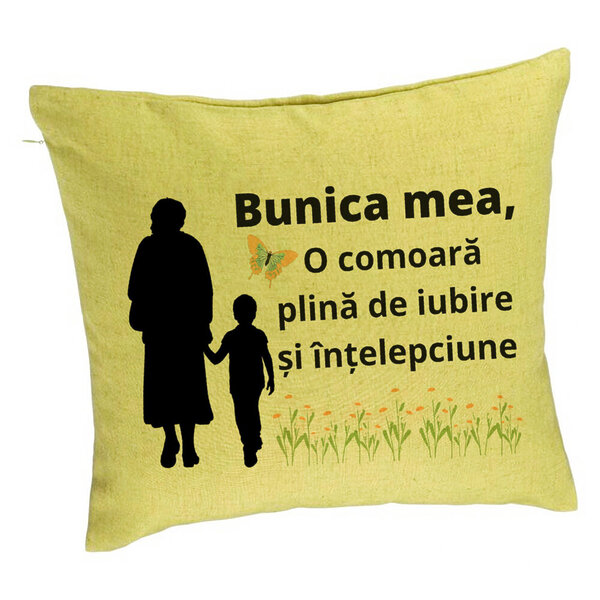 Perna Decorativa pentru Bunicul 19, 40x40 cm, Verde, Husa Detasabila, Burduf 5 Perna Decorativa pentru Bunicul 19