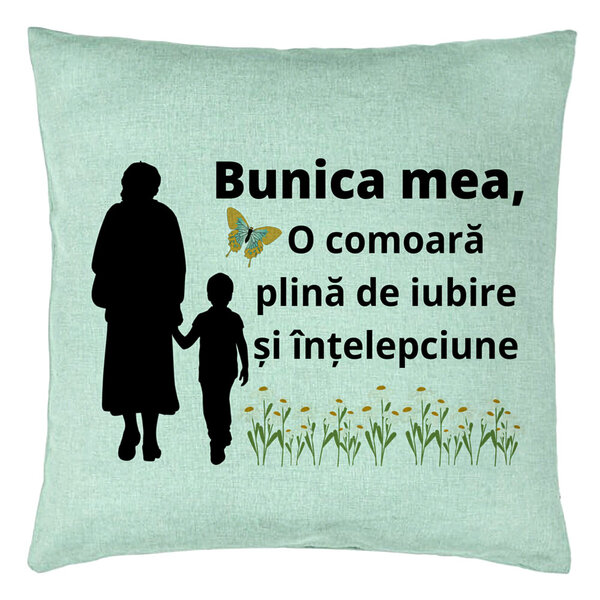 Perna Decorativa pentru Bunicul 19, 40x40 cm, Verde Menta, Husa Detasabila, Burduf 5 Perna Decorativa pentru Bunicul 19