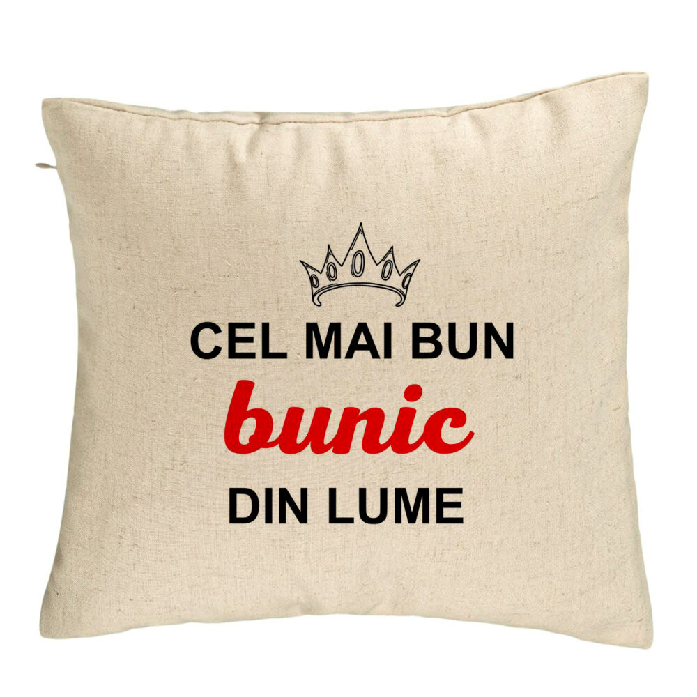 Perna Decorativa pentru Bunicul 2, 40x40 cm, Bej, Husa Detasabila, Burduf 5 Perna Decorativa pentru Bunicul 2