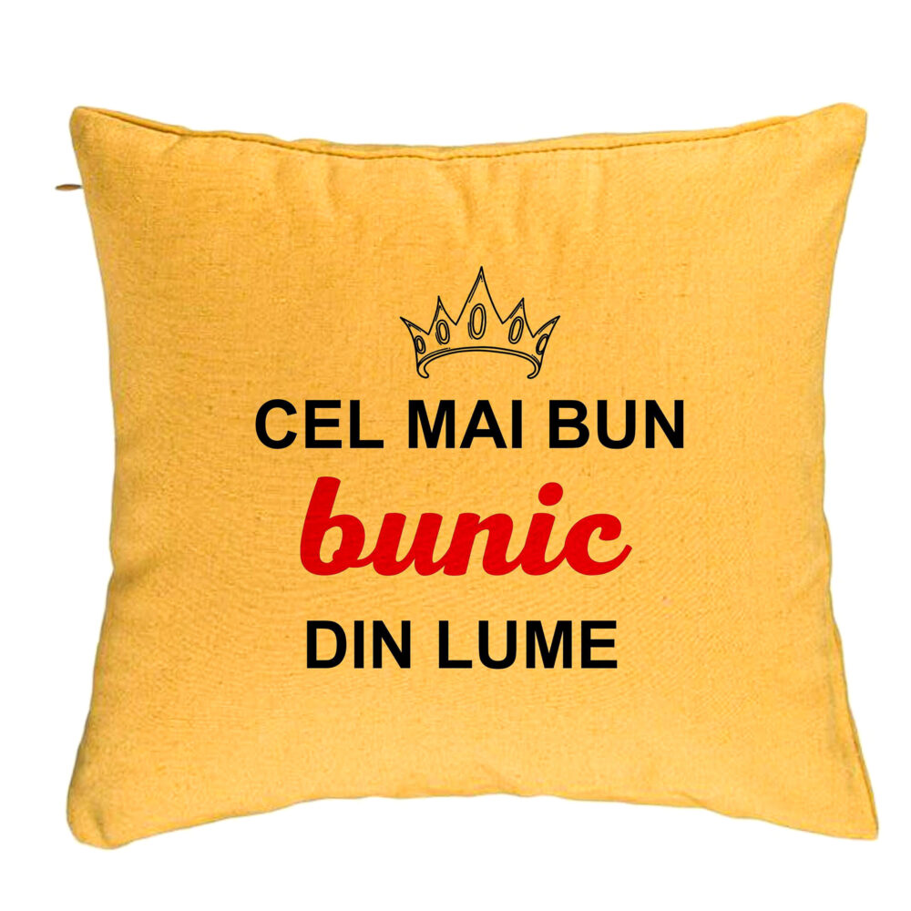 Perna Decorativa pentru Bunicul 2, 40x40 cm, Galben, Husa Detasabila, Burduf 5 Perna Decorativa pentru Bunicul 2