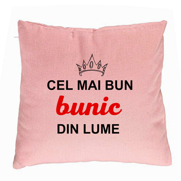 Perna Decorativa pentru Bunicul 2, 40x40 cm, Roz, Husa Detasabila, Burduf 5 Perna Decorativa pentru Bunicul 2