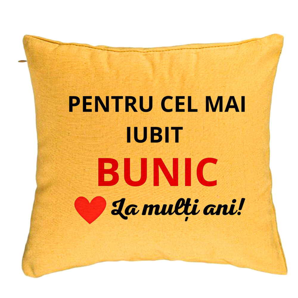 Perna Decorativa pentru Bunicul 3, 40x40 cm, Galben, Husa Detasabila, Burduf 5 Perna Decorativa pentru Bunicul 3