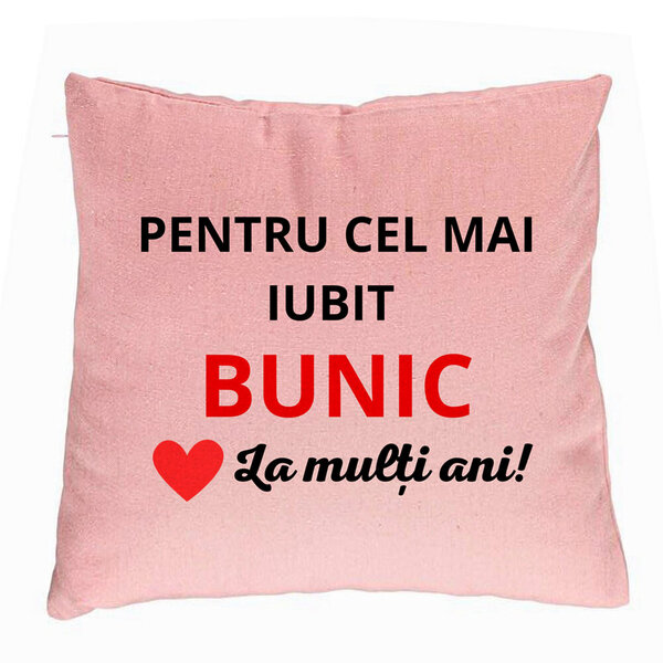 Perna Decorativa pentru Bunicul 3, 40x40 cm, Roz, Husa Detasabila, Burduf 5 Perna Decorativa pentru Bunicul 3