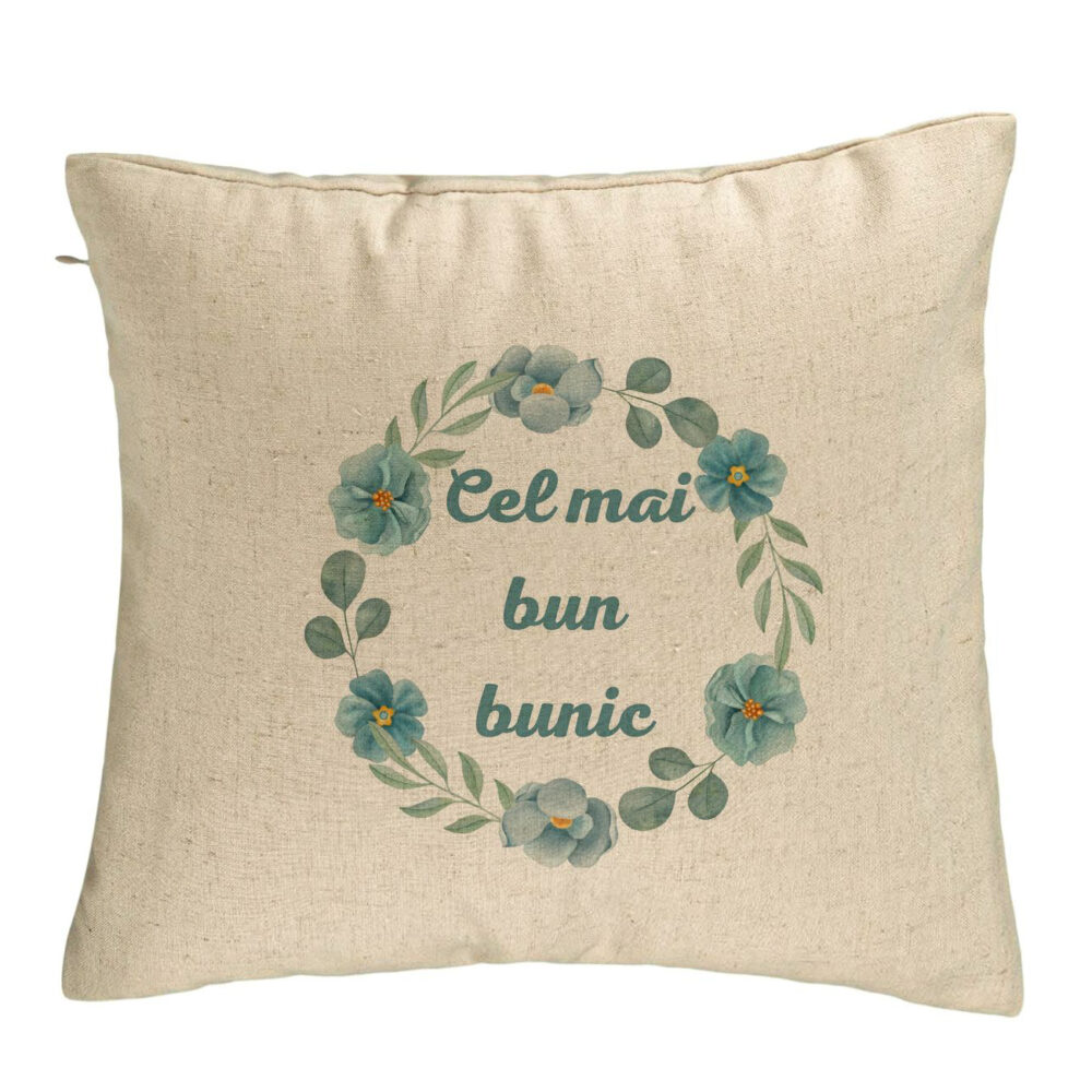Perna Decorativa pentru Bunicul 4, 40x40 cm, Bej, Husa Detasabila, Burduf 5 Perna Decorativa pentru Bunicul 4