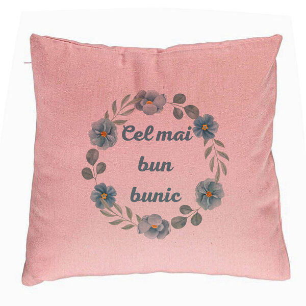 Perna Decorativa pentru Bunicul 4, 40x40 cm, Roz, Husa Detasabila, Burduf 5 Perna Decorativa pentru Bunicul 4