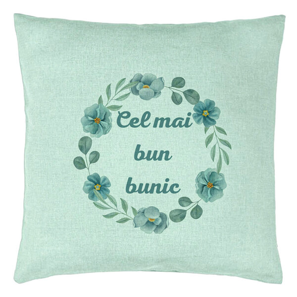 Perna Decorativa pentru Bunicul 4, 40x40 cm, Verde Menta, Husa Detasabila, Burduf 5 Perna Decorativa pentru Bunicul 4