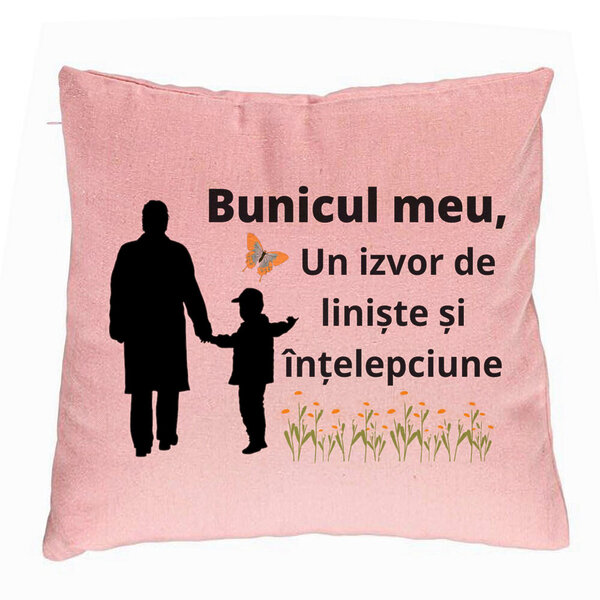 Perna Decorativa pentru Bunicul 6, 40x40 cm, Roz, Husa Detasabila, Burduf 5 Perna Decorativa pentru Bunicul 6