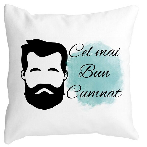 Perna Decorativa pentru Cumnat 1, 40x40 cm, Alba, Mata, Husa Detasabila, Burduf 3 Perna Decorativa pentru Cumnat 1
