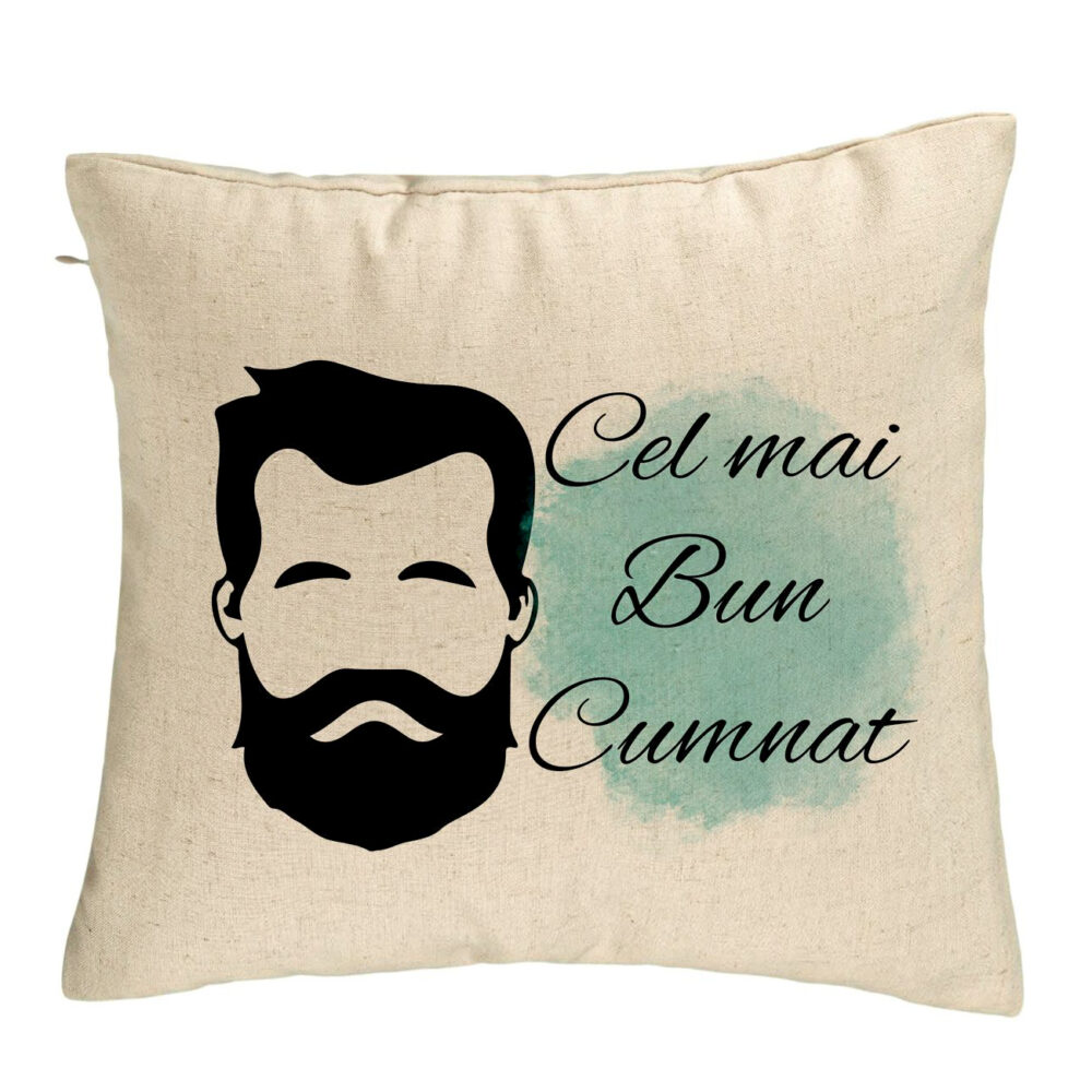 Perna Decorativa pentru Cumnat 1, 40x40 cm, Bej, Husa Detasabila, Burduf 5 Perna Decorativa pentru Cumnat 1