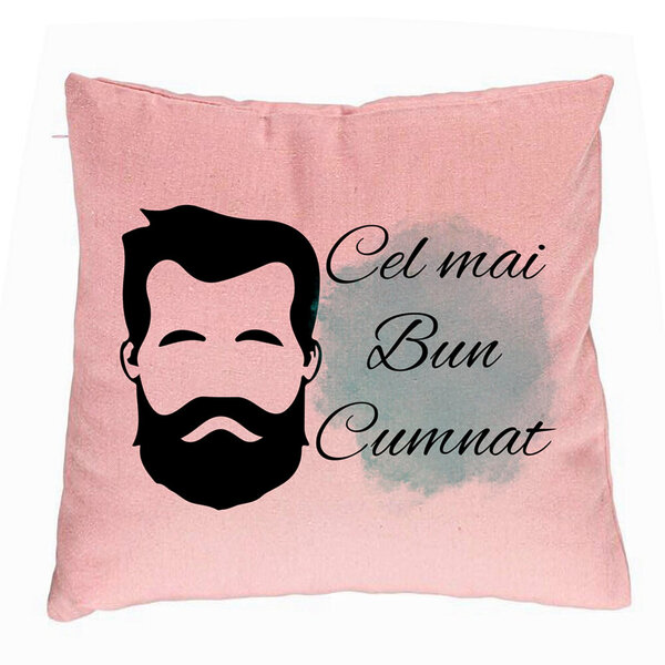 Perna Decorativa pentru Cumnat 1, 40x40 cm, Roz, Husa Detasabila, Burduf 5 Perna Decorativa pentru Cumnat 1