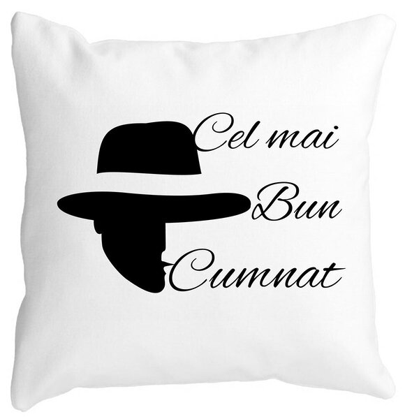 Perna Decorativa pentru Cumnat 2, 40x40 cm, Alba, Mata, Husa Detasabila, Burduf 3 Perna Decorativa pentru Cumnat 2