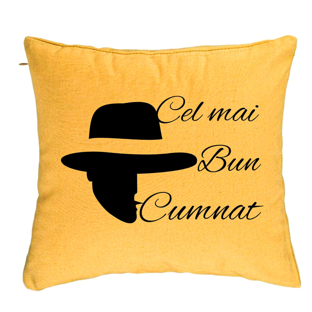 Perna Decorativa pentru Cumnat 2, 40x40 cm, Galben, Husa Detasabila, Burduf 5 Perna Decorativa pentru Cumnat 2