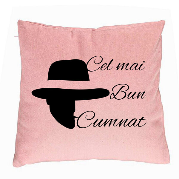 Perna Decorativa pentru Cumnat 2, 40x40 cm, Roz, Husa Detasabila, Burduf 5 Perna Decorativa pentru Cumnat 2