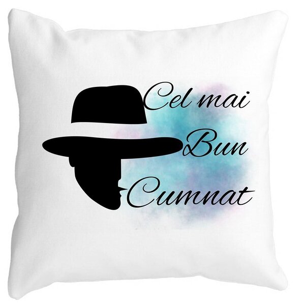 Perna Decorativa pentru Cumnat 3, 40x40 cm, Alba, Mata, Husa Detasabila, Burduf 3 Perna Decorativa pentru Cumnat 3