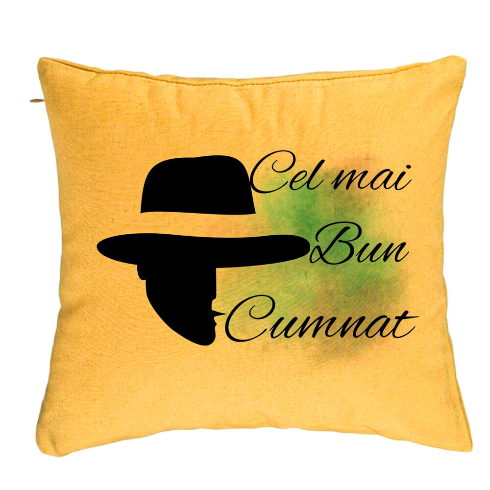Perna Decorativa pentru Cumnat 3, 40x40 cm, Galben, Husa Detasabila, Burduf 5 Perna Decorativa pentru Cumnat 3