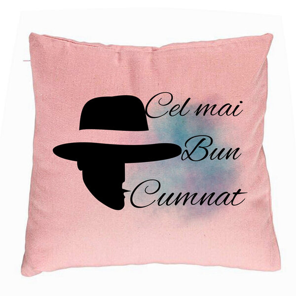 Perna Decorativa pentru Cumnat 3, 40x40 cm, Roz, Husa Detasabila, Burduf 5 Perna Decorativa pentru Cumnat 3