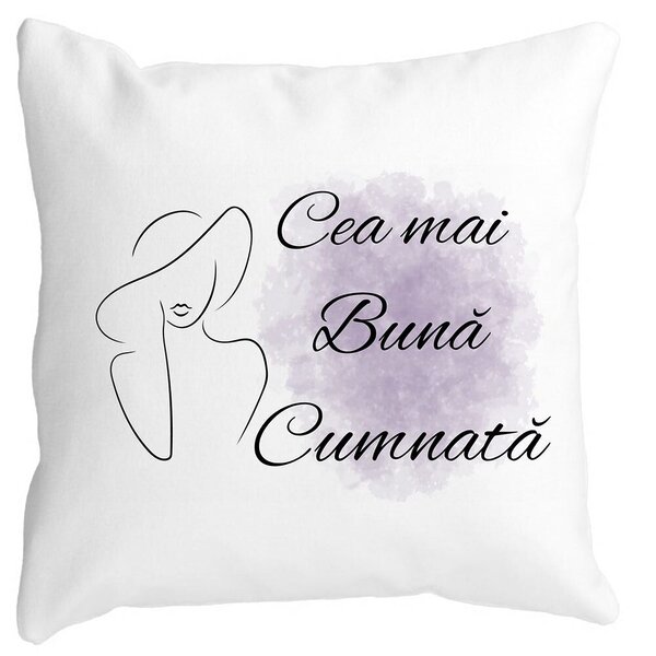 Perna Decorativa pentru Cumnata 1, 40x40 cm, Alba, Mata, Husa Detasabila, Burduf 3 Perna Decorativa pentru Cumnata 1