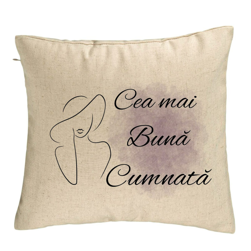 Perna Decorativa pentru Cumnata 1, 40x40 cm, Bej, Husa Detasabila, Burduf 5 Perna Decorativa pentru Cumnata 1