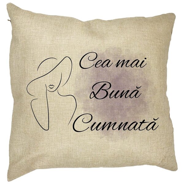 Perna Decorativa pentru Cumnata 1, 40x40 cm, Husa Detasabila, Burduf 11 Perna Decorativa pentru Cumnata 1