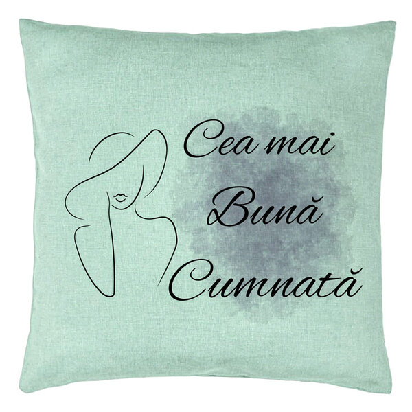 Perna Decorativa pentru Cumnata 1, 40x40 cm, Verde Menta, Husa Detasabila, Burduf 5 Perna Decorativa pentru Cumnata 1