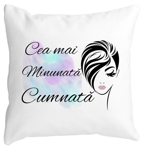 Perna Decorativa pentru Cumnata 2, 40x40 cm, Alba, Mata, Husa Detasabila, Burduf 3 Perna Decorativa pentru Cumnata 2