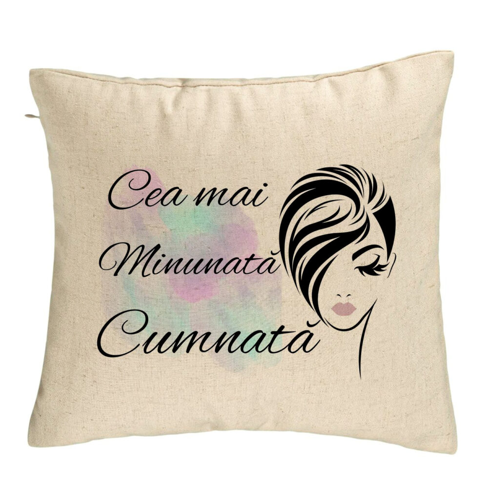 Perna Decorativa pentru Cumnata 2, 40x40 cm, Bej, Husa Detasabila, Burduf 5 Perna Decorativa pentru Cumnata 2