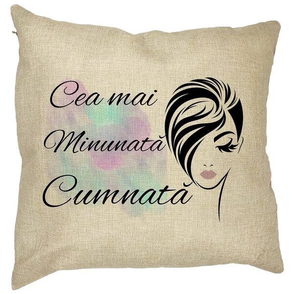 Perna Decorativa pentru Cumnata 2, 40x40 cm, Husa Detasabila, Burduf 11 Perna Decorativa pentru Cumnata 2