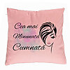 Perna Decorativa pentru Cumnata 2, 40x40 cm, Roz, Husa Detasabila, Burduf 7 Perna Decorativa pentru Cumnata 2